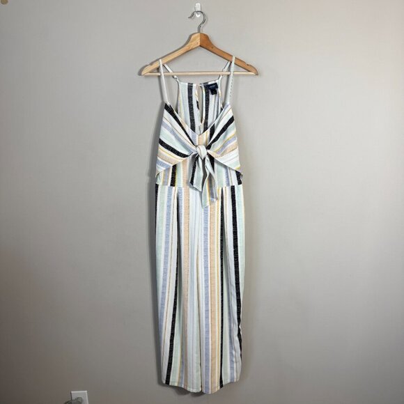 Daytrip Striped Wide Leg Jumpsuit Women's Small Multicolor Sleeveless Tie Front - Picture 3 of 11